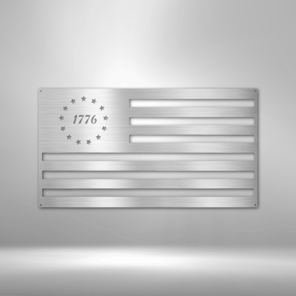 American Flag Sign 1776 Flag Steel Sign Laser Cut Powder Coated Home & Office Me